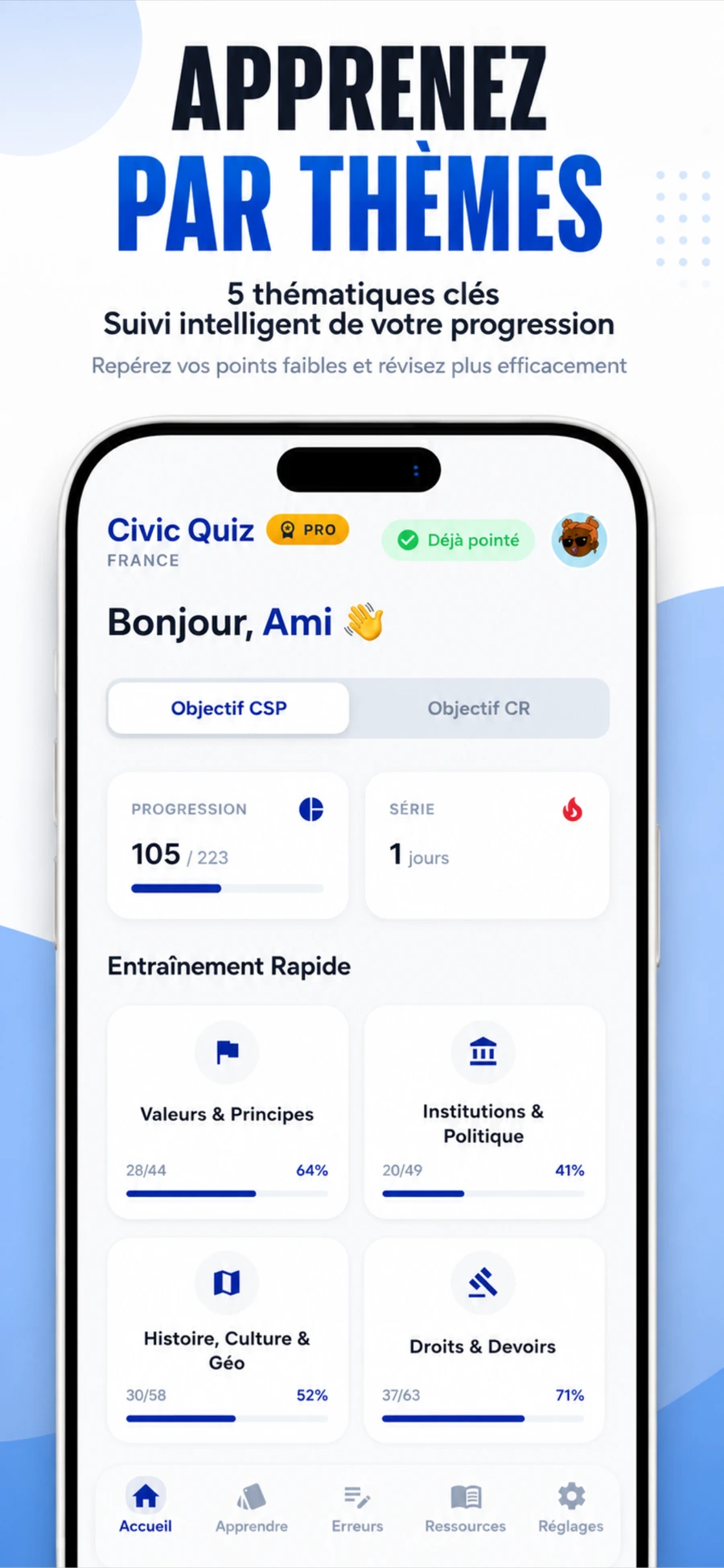 Civic Quiz France — écran 2